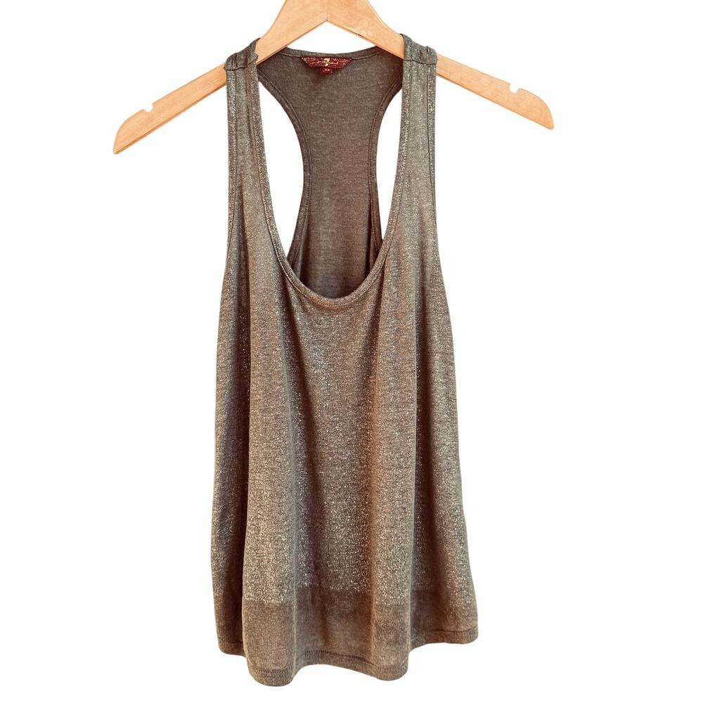 7 For All Mankind Metallic Linen Racerback Tank
